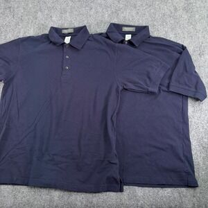 Page Tuttle Polo Shirt Mens Large Navy Licensed CAT Caterpillar Logo Lot of 2